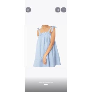 English Factory Blue White Striped Tie Shoulder Mini Dress Womens Large L